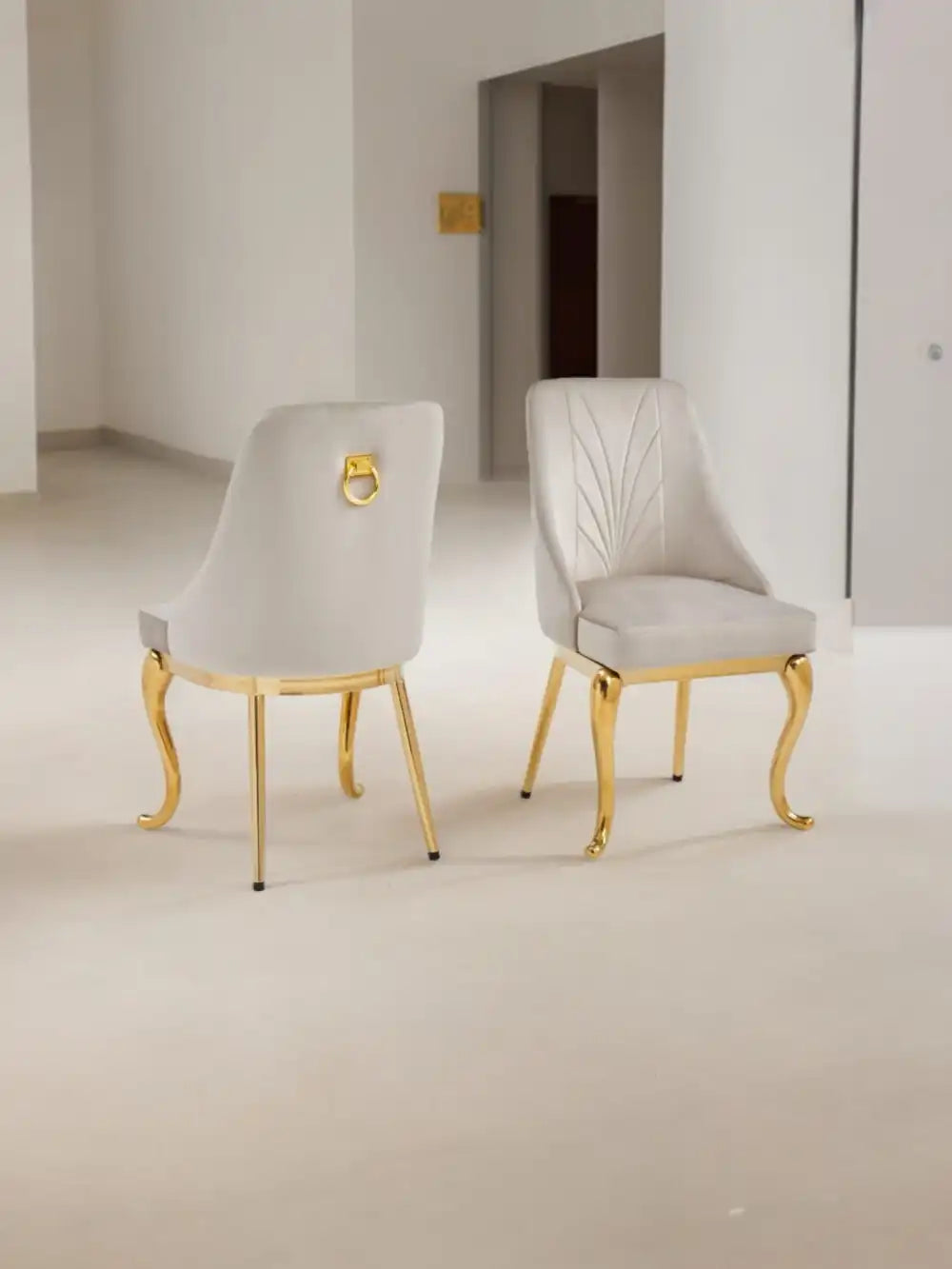 Lot de 2 chaises Baroka pieds gold velours #couleur_gris
