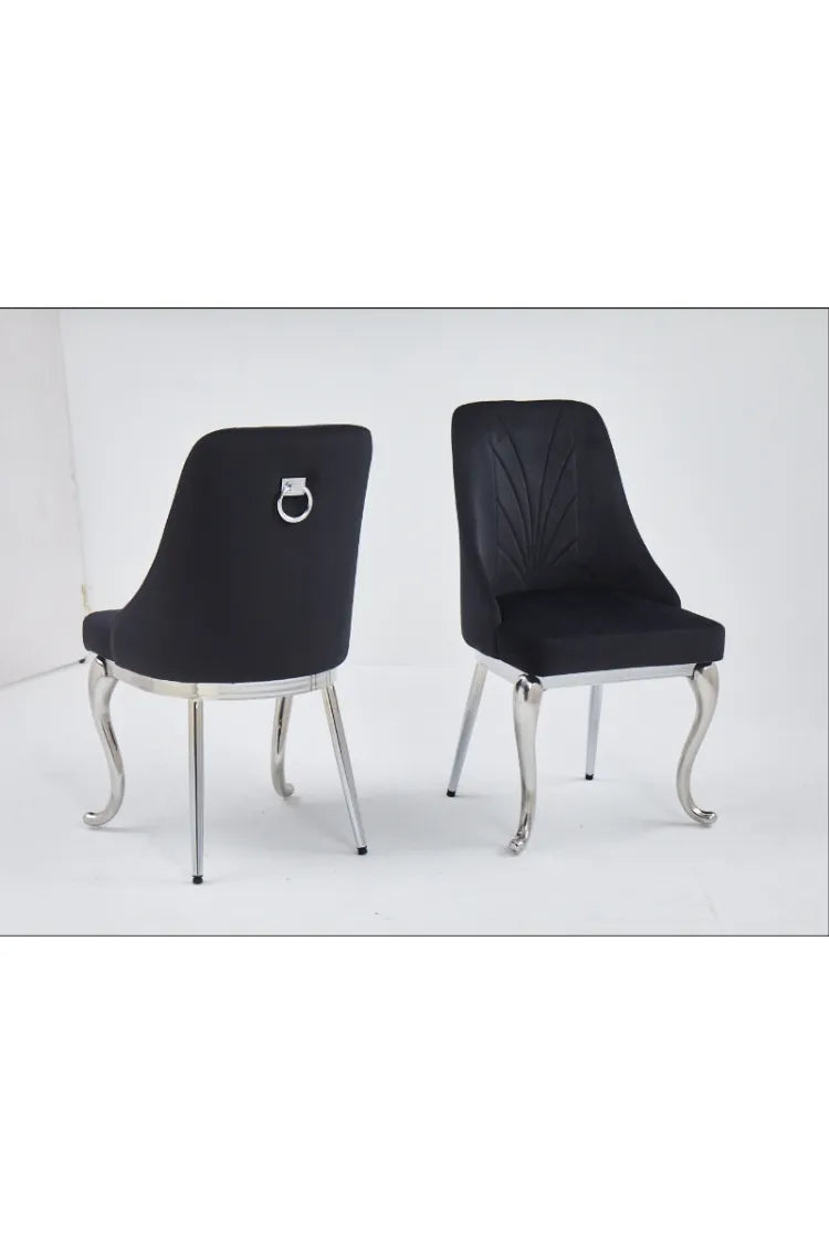Lot de 2 chaises BAROKA pieds chrome velours #couleur_noir