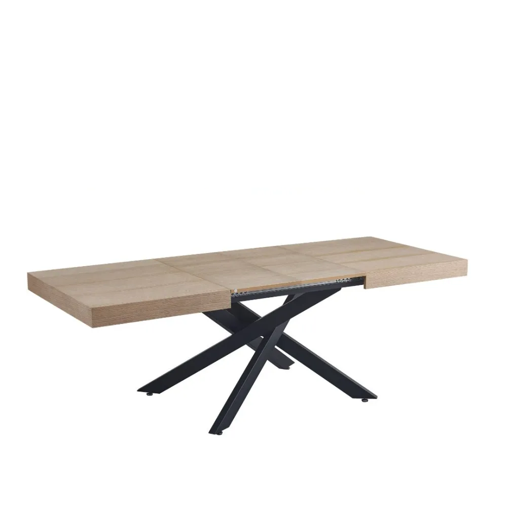 Table à manger extensible BALNI 140 à 220 cm plateau en bois #couleur_chene