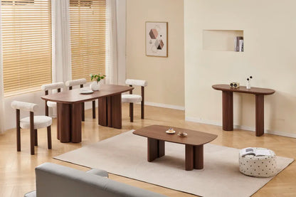 Table basse TRINITY pieds Noyer plateau 120 cm 