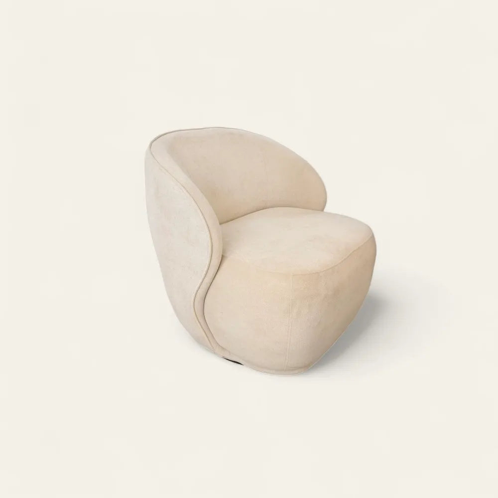 Fauteuil pivotant ELSA en velours Design moderne #couleur_beige
