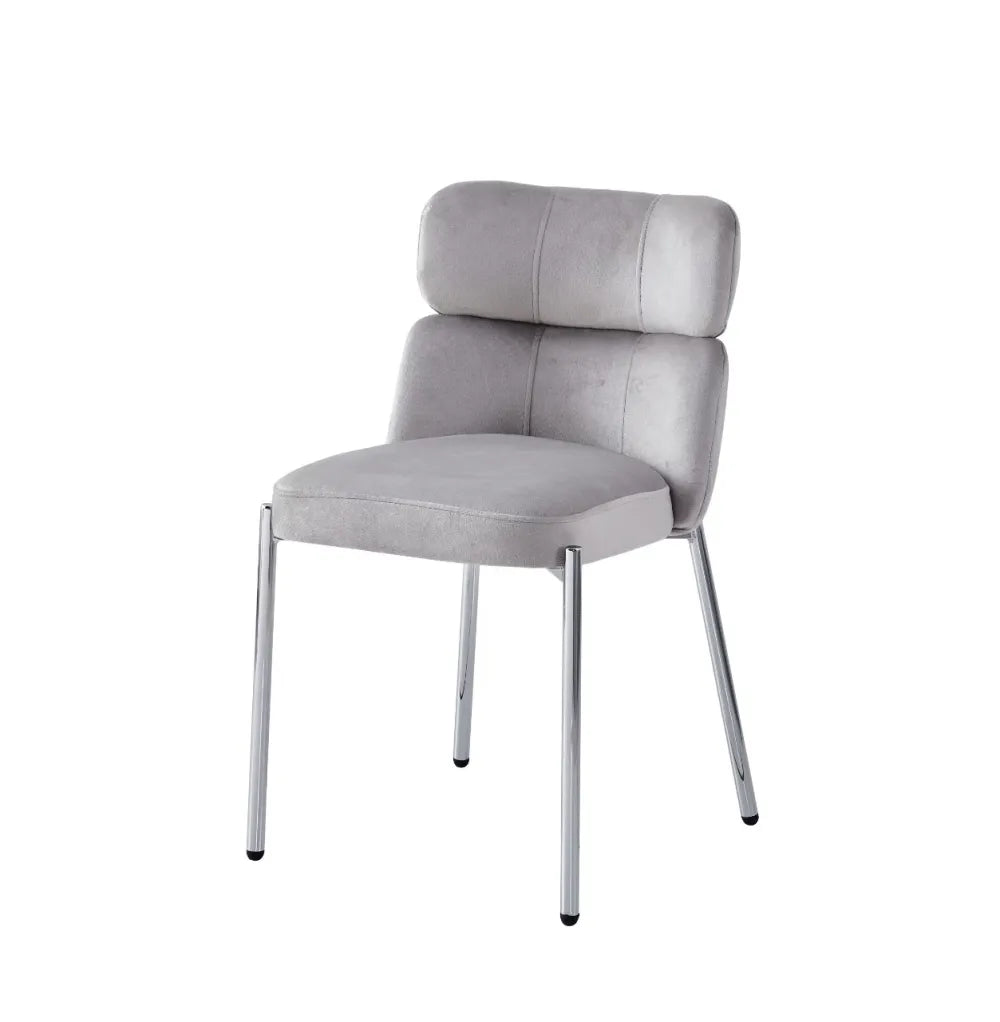 Lot de 4 chaises STEPHANY chrome velours #couleur_taupe