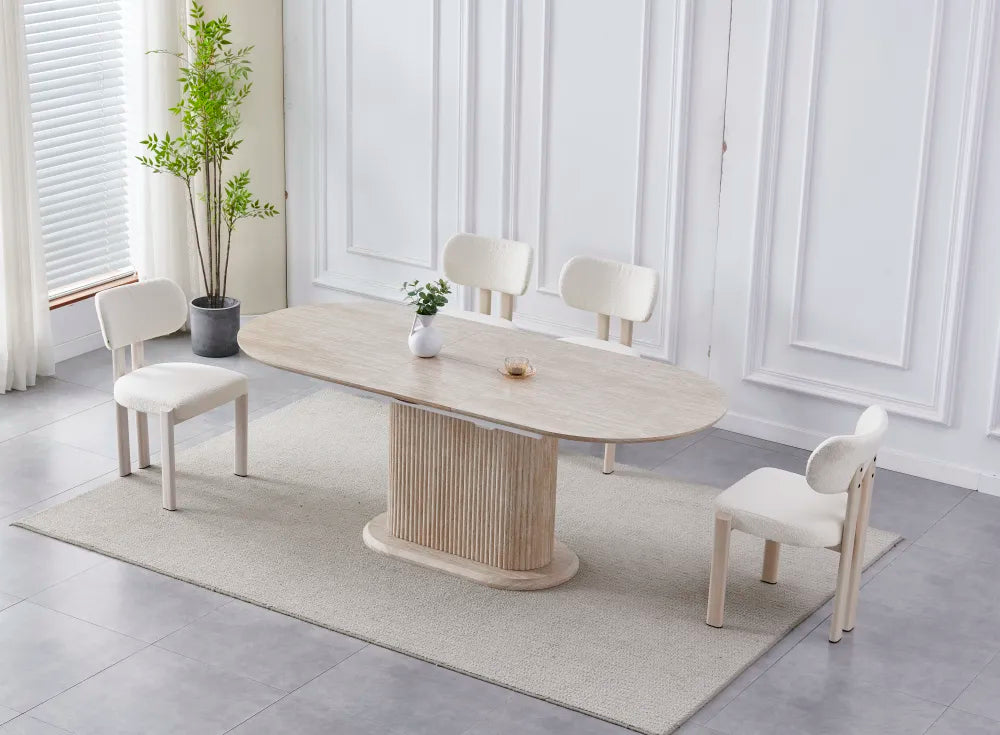 Table à manger extensible VANESSA céramique travertin 160-200 cm