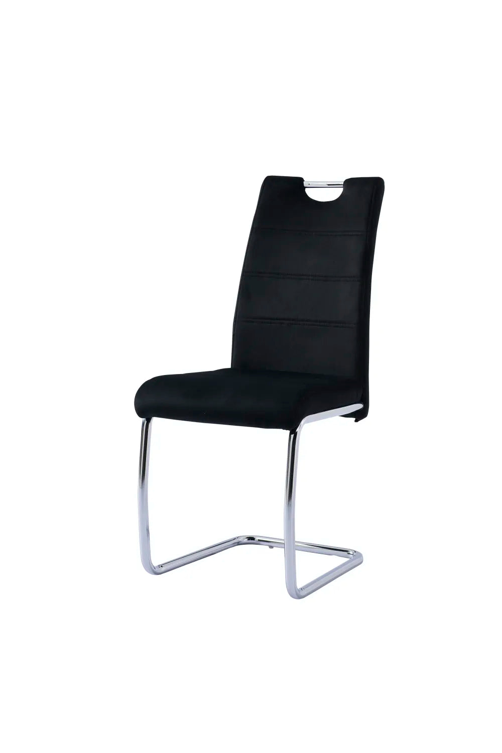 Lot de 6 chaises BESIKTAS pieds chrome velours #couleur_noir