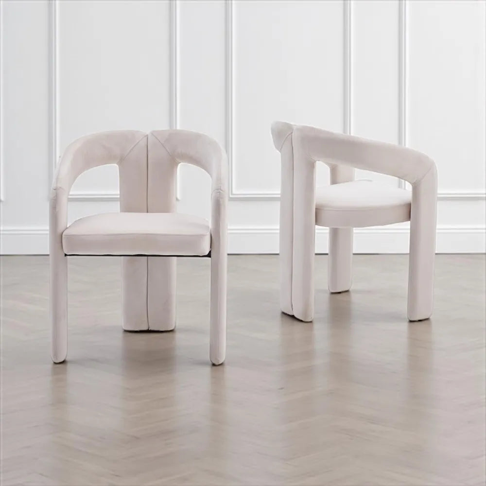 Lot de 2 chaises ONIX velours anti-tâche beige