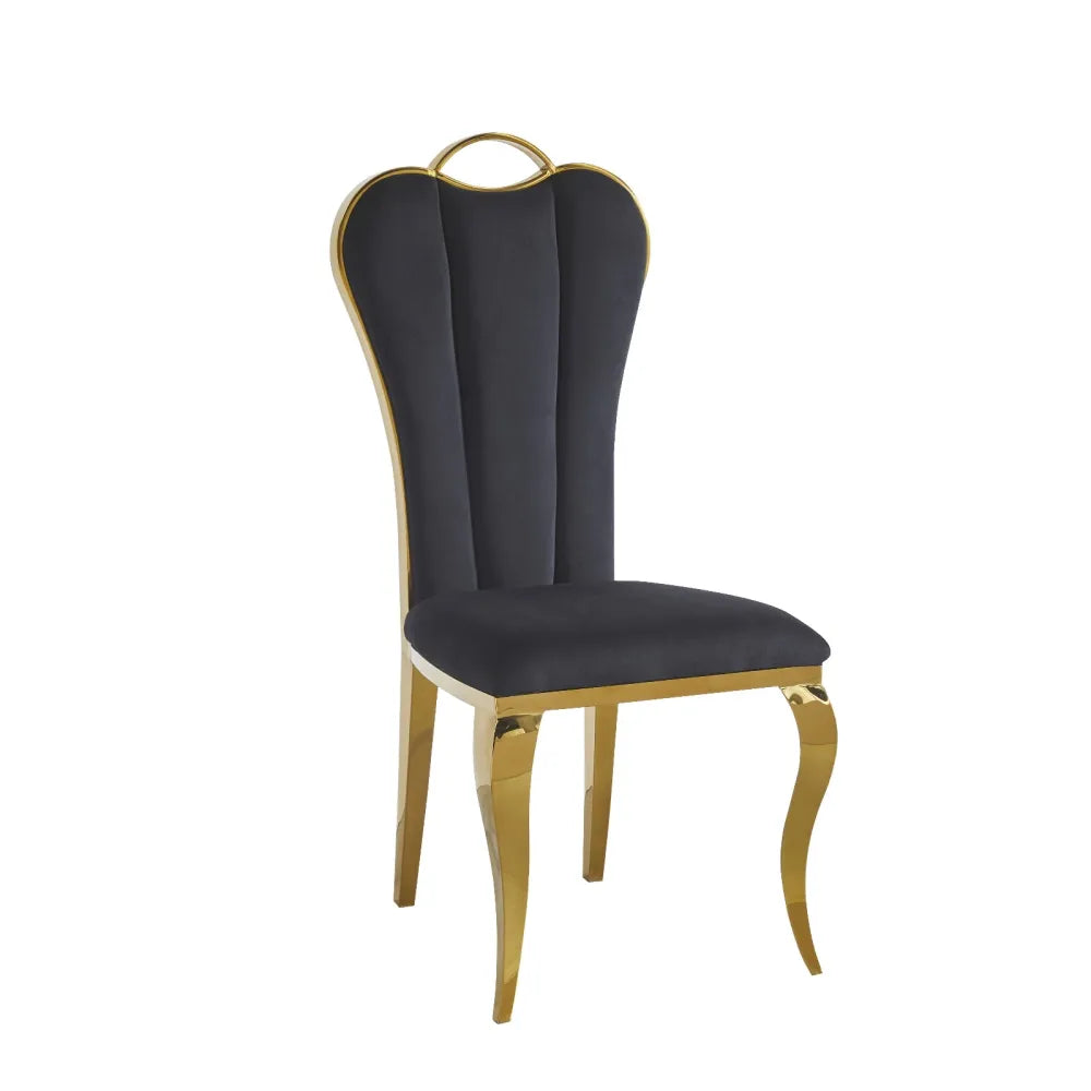 Lot de 4 chaises ALICE pieds gold velours #couleur_noir
