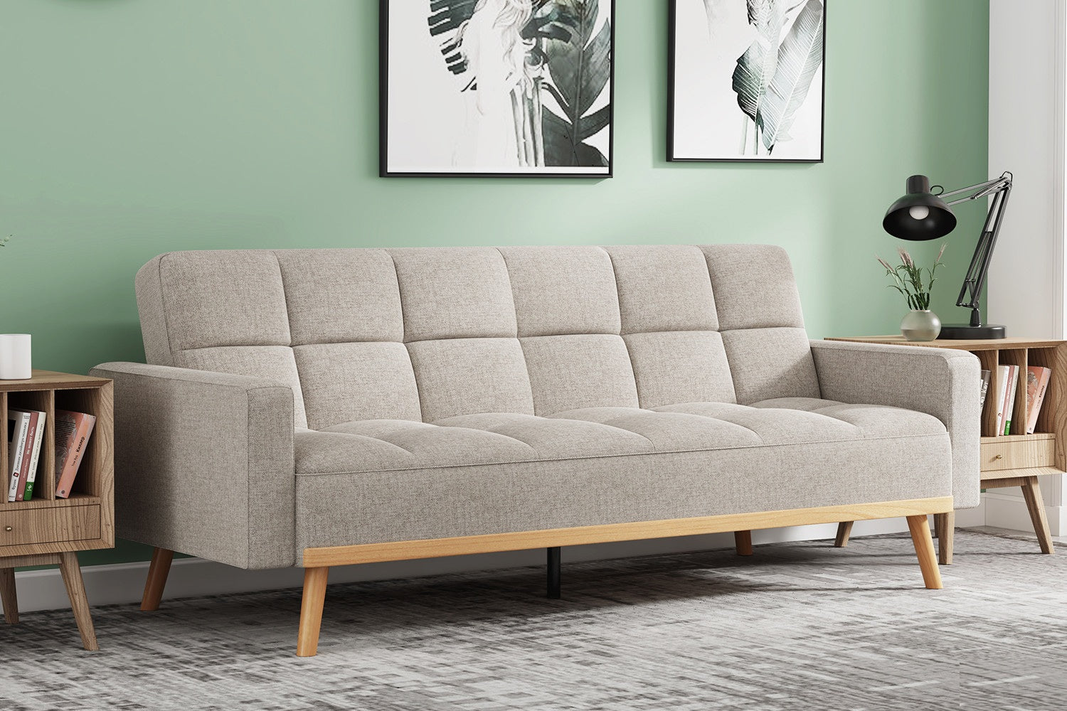 Canapé-lit scandinave ADANA en tissu #couleur_beige