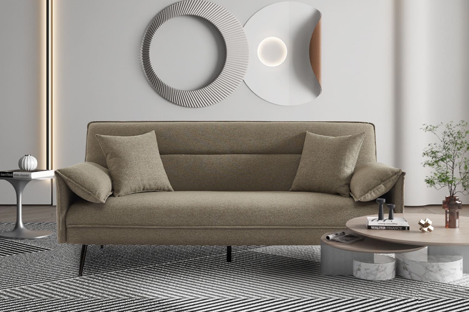 Canapé lit 3 places SIVAS en tissu #couleur_beige