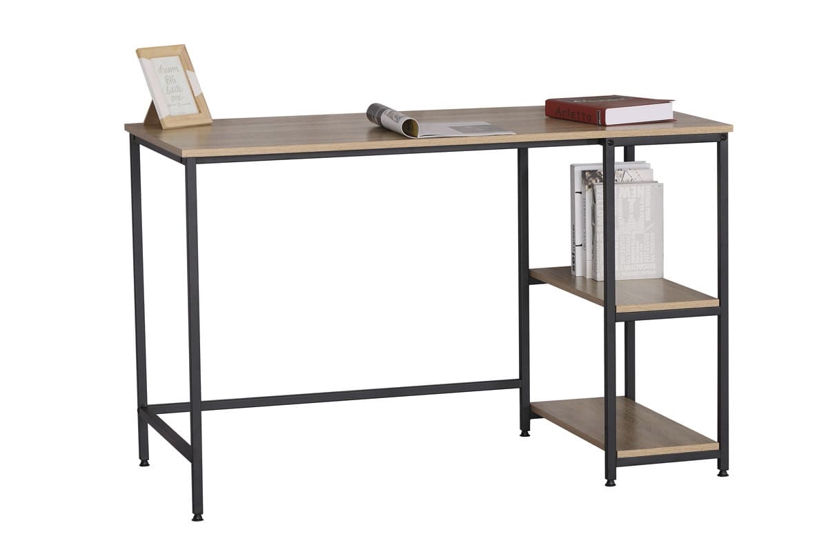 Bureau RUSTICO style industriel 120 cm avec étagères intégrées