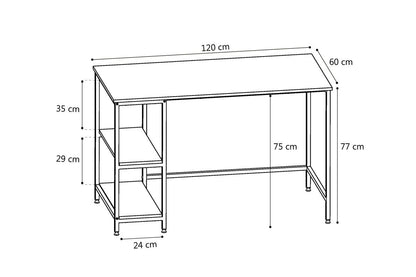 Bureau RUSTICO style industriel 120 cm avec étagères intégrées