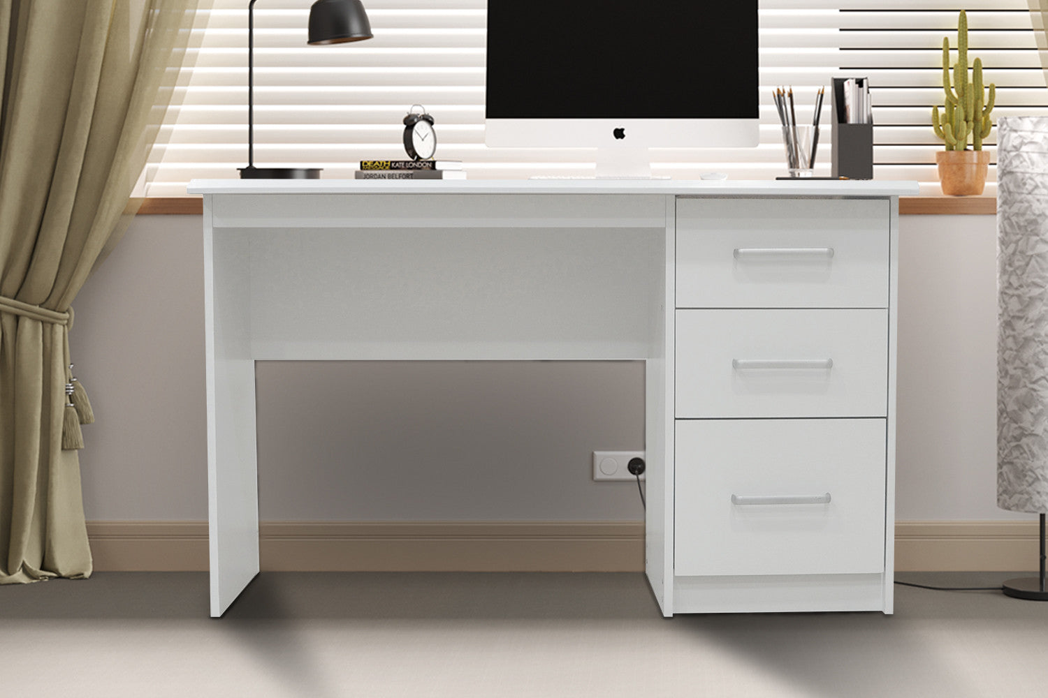 Bureau MATEO 3 tiroirs 120 cm #couleur_blanc