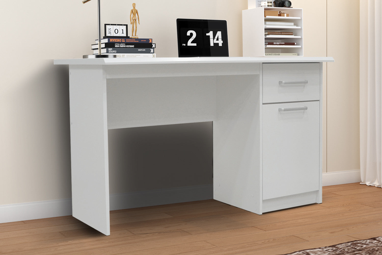 Bureau MILOU 1 tiroir 1 porte #couleur_blanc