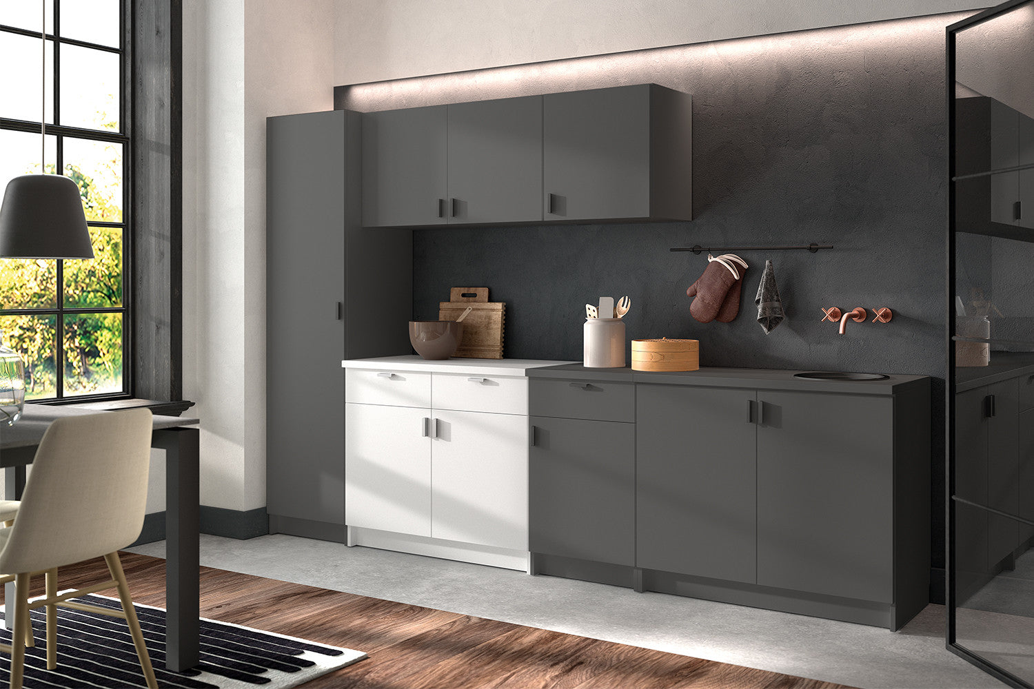 Armoire basse Paris avec 2 tiroirs blanc