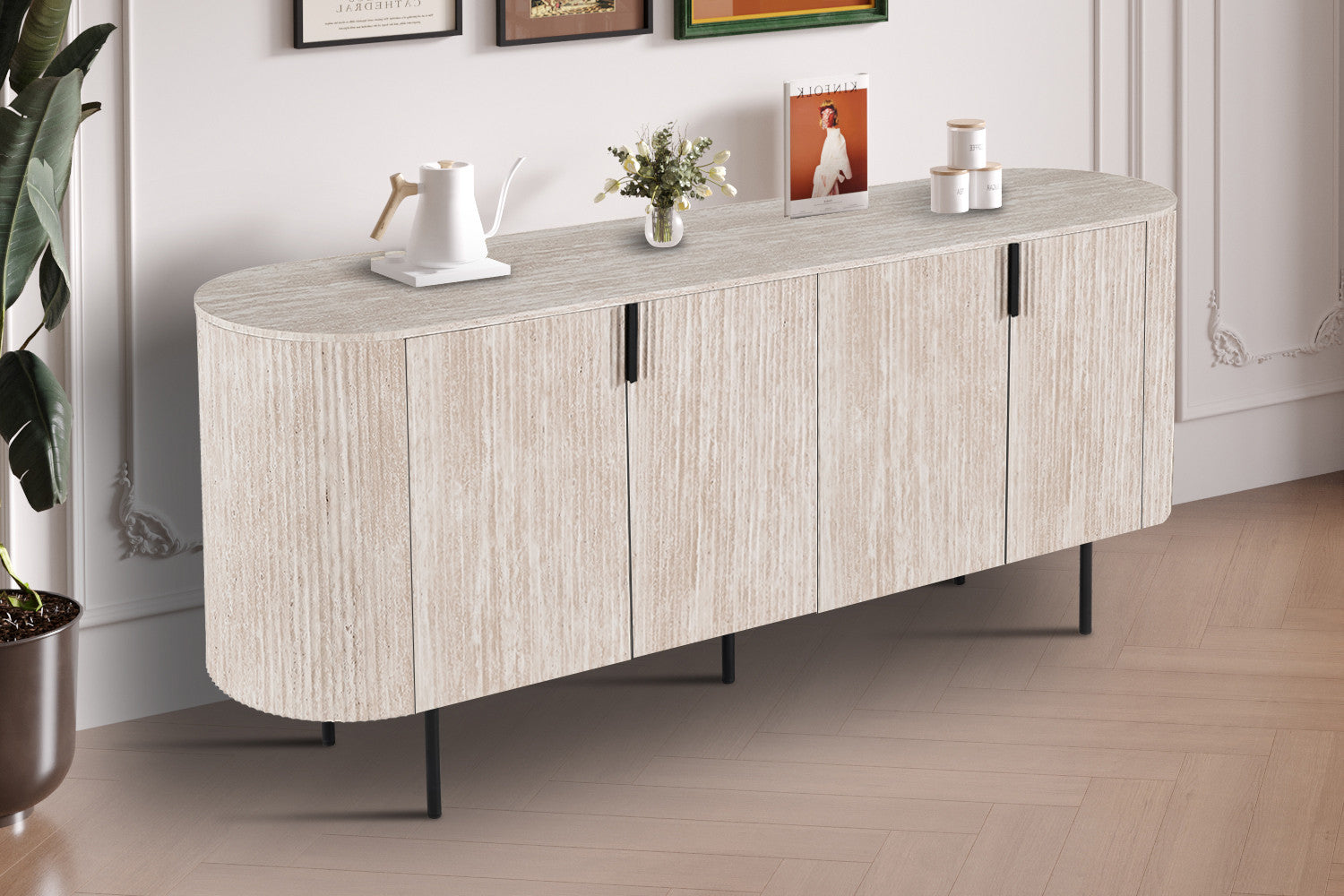 Buffet Bahut LAGOS 200 cm en bois #couleur_travertin
