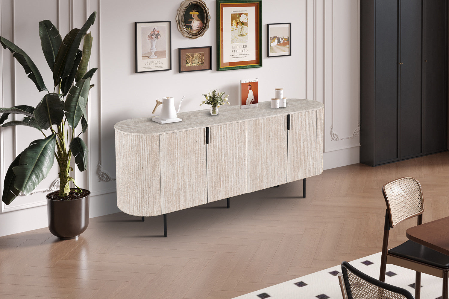 Buffet Bahut LAGOS 200 cm en bois #couleur_travertin