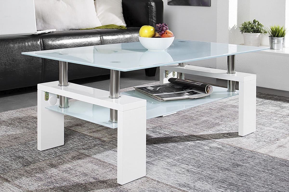 Table basse ALANA en verre trempé #couleur_blanc