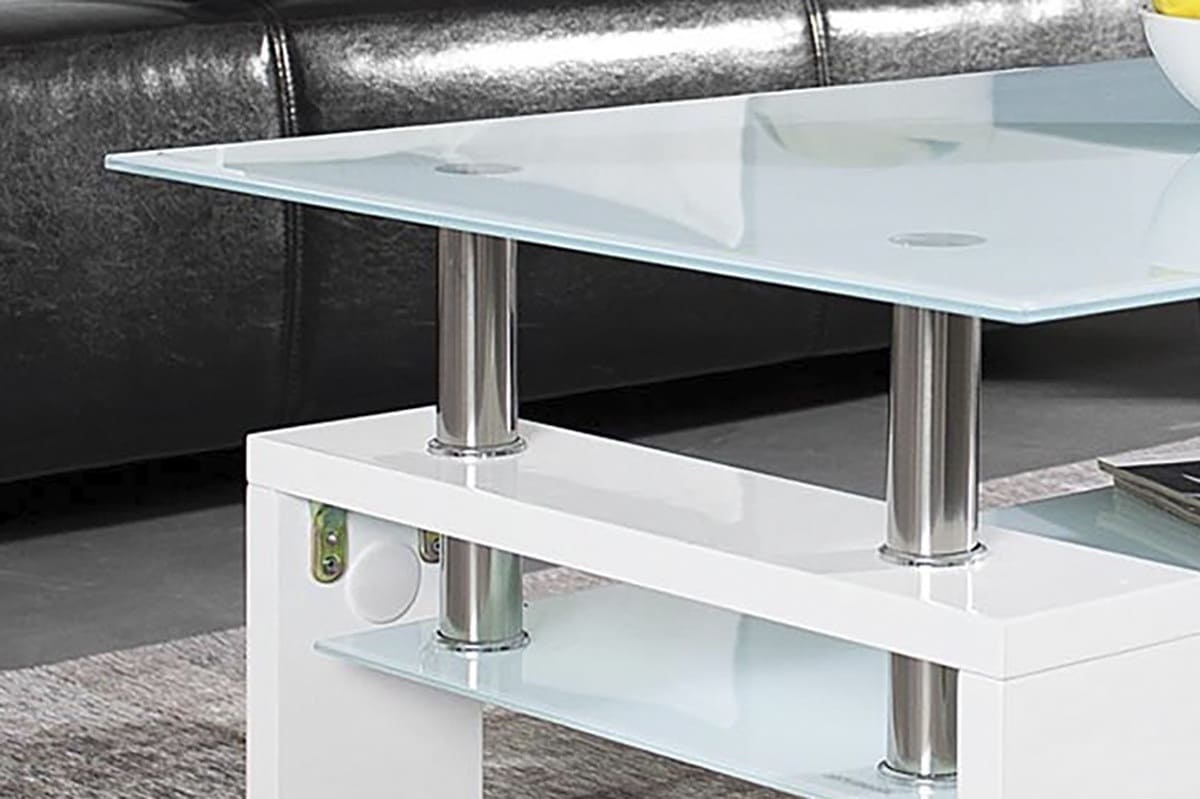 Table basse ALANA en verre trempé #couleur_blanc