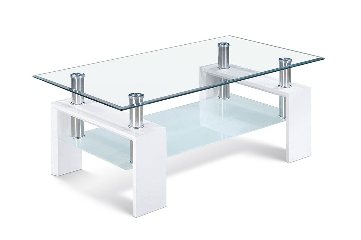 Table basse ALANA en verre trempé #couleur_blanc