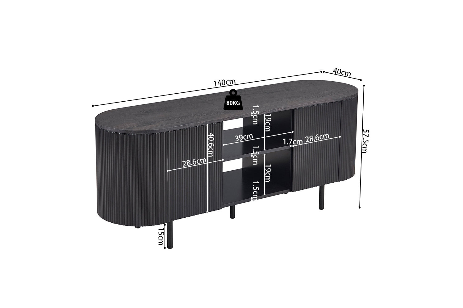 Meuble TV LAGOS 140 cm Brun foncé
