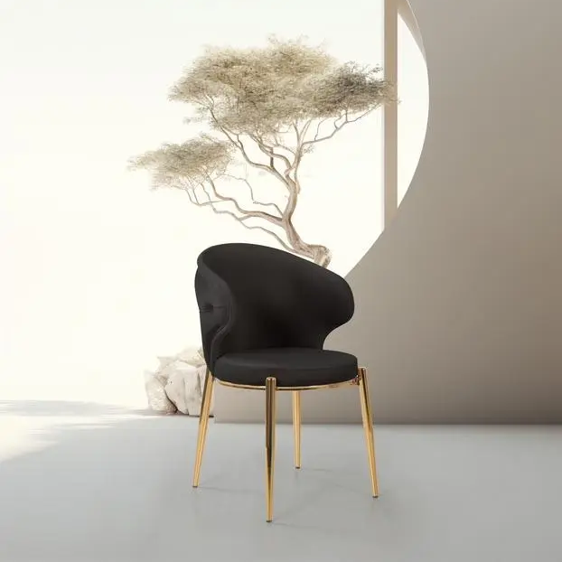 Lot de 2 chaises LISA gold en velours #couleur_noir