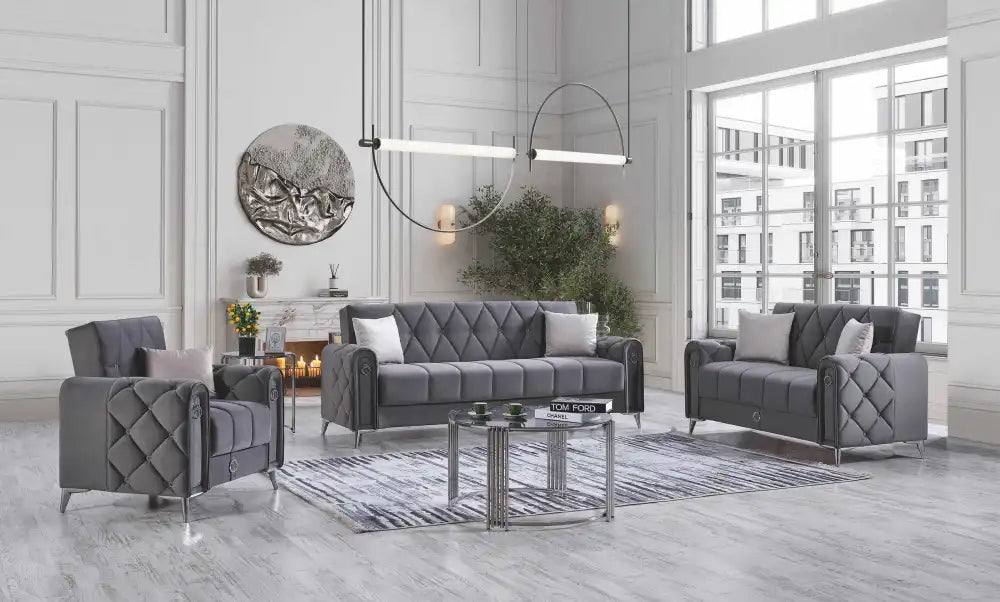 Ensemble de canapés MARRAKECH 3+2+1 convertibles #couleur_gris
