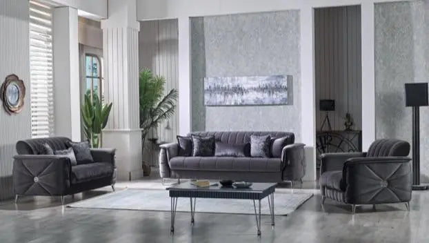 Ensemble de canapés RADISSON 3+2+1 convertibles #couleur_gris