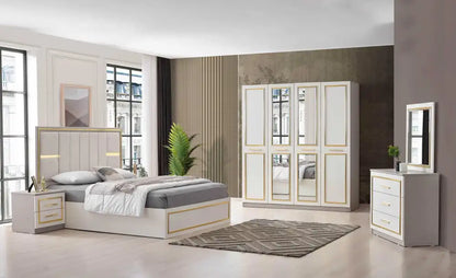 Chambre à coucher complète PARIS blanc gold