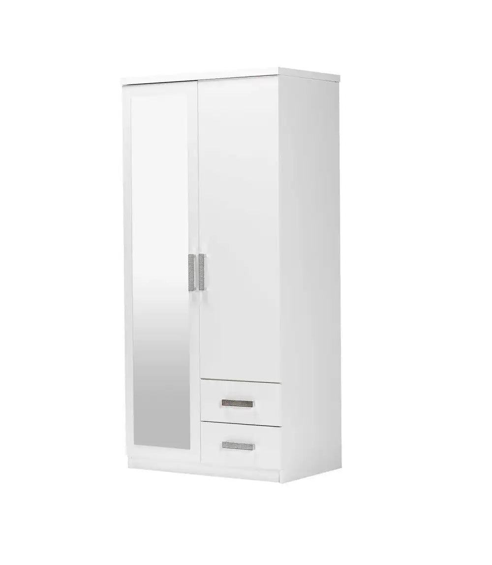 Armoire PALMA 2 portes blanc avec miroir