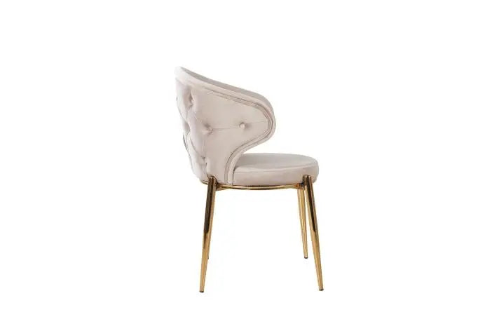 Lot de 2 chaises LISA gold en velours #couleur_beige