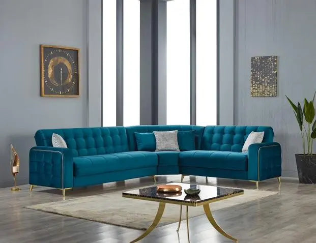 Canapé d'angle 6 places HAVANA convertible #couleur_vert