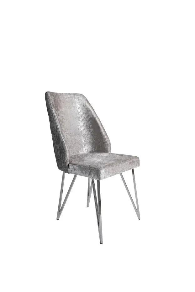 Lot de 2 chaises NICOLE chrome velours #couleur_gris