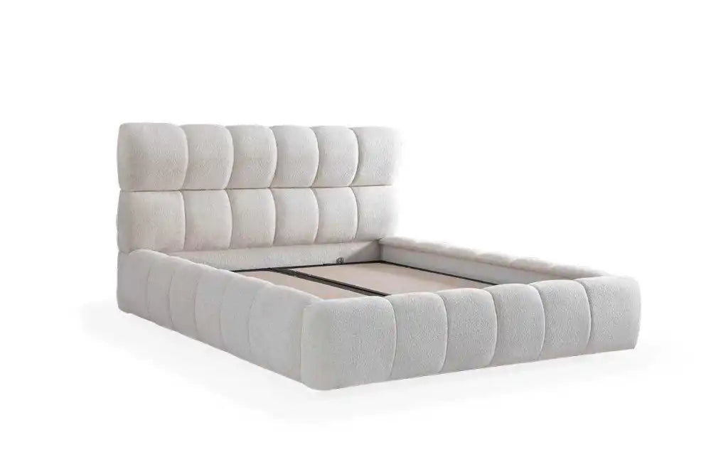 Lit coffre PREMIUM en velours #couleur_beige