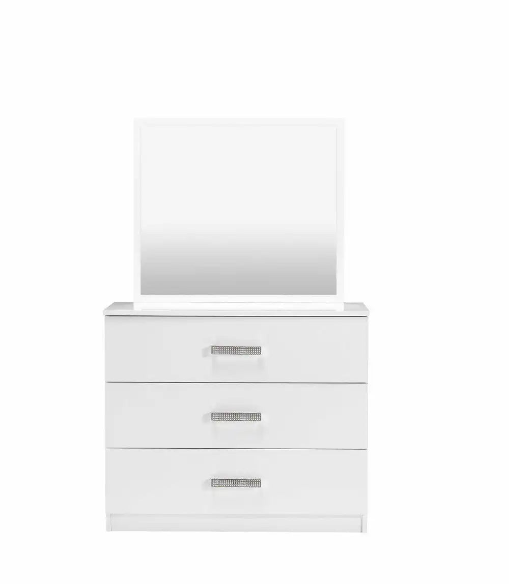 Commode IBIZA blanche 3 tiroirs avec miroir