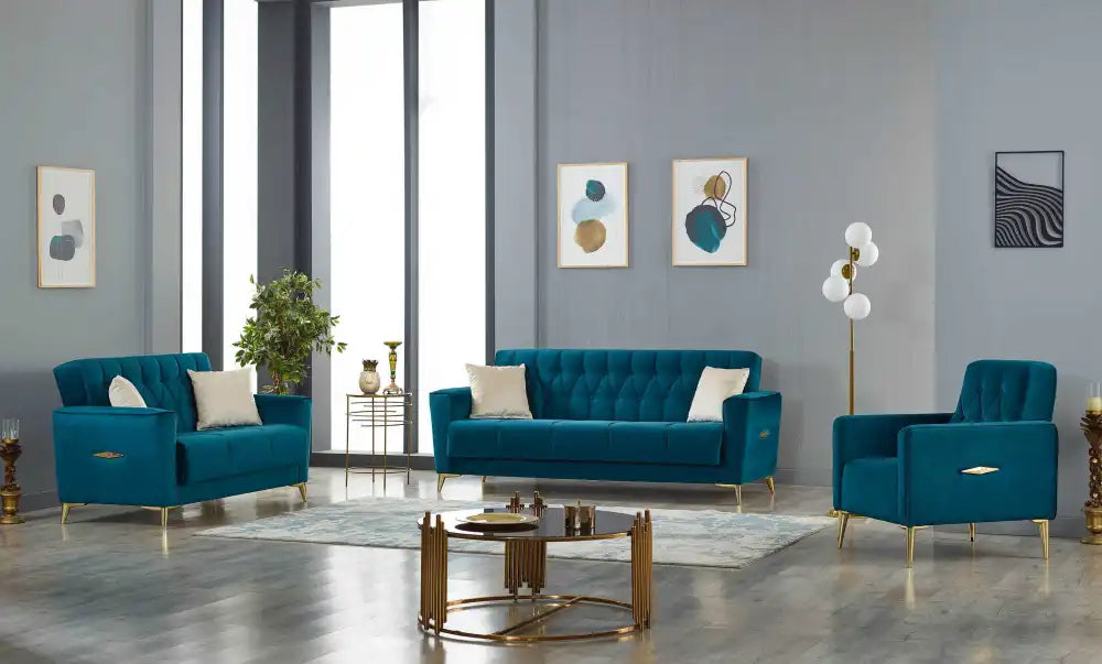 Ensemble de canapés KELEBEK 3+2+1  convertibles #couleur_vert