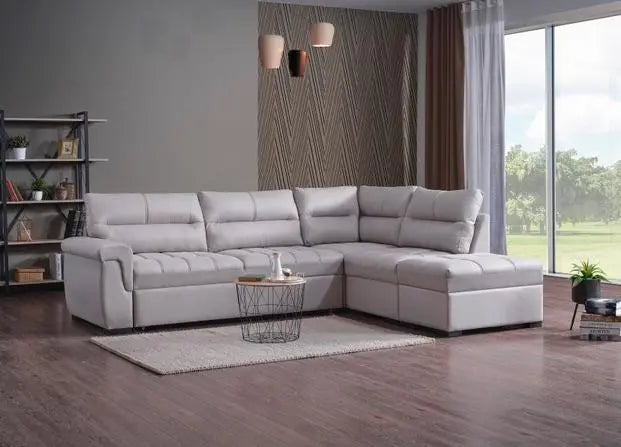 Canapé d'angle 6 places KANSAS convertible avec coffre #couleur_beige
