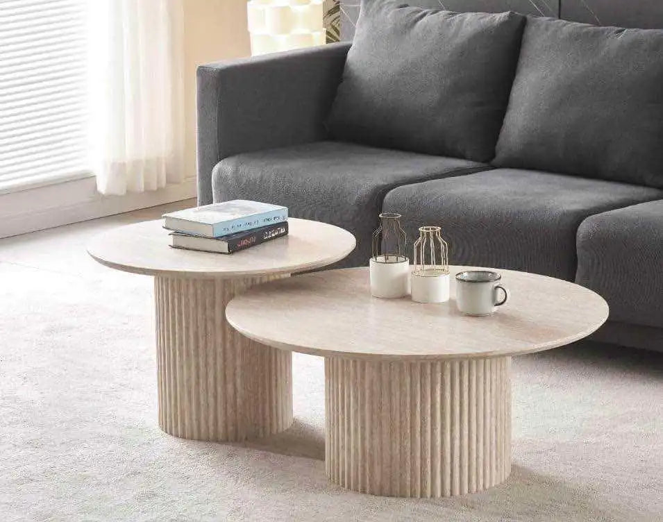 Tables basses gigognes ronde TRAVERTIN