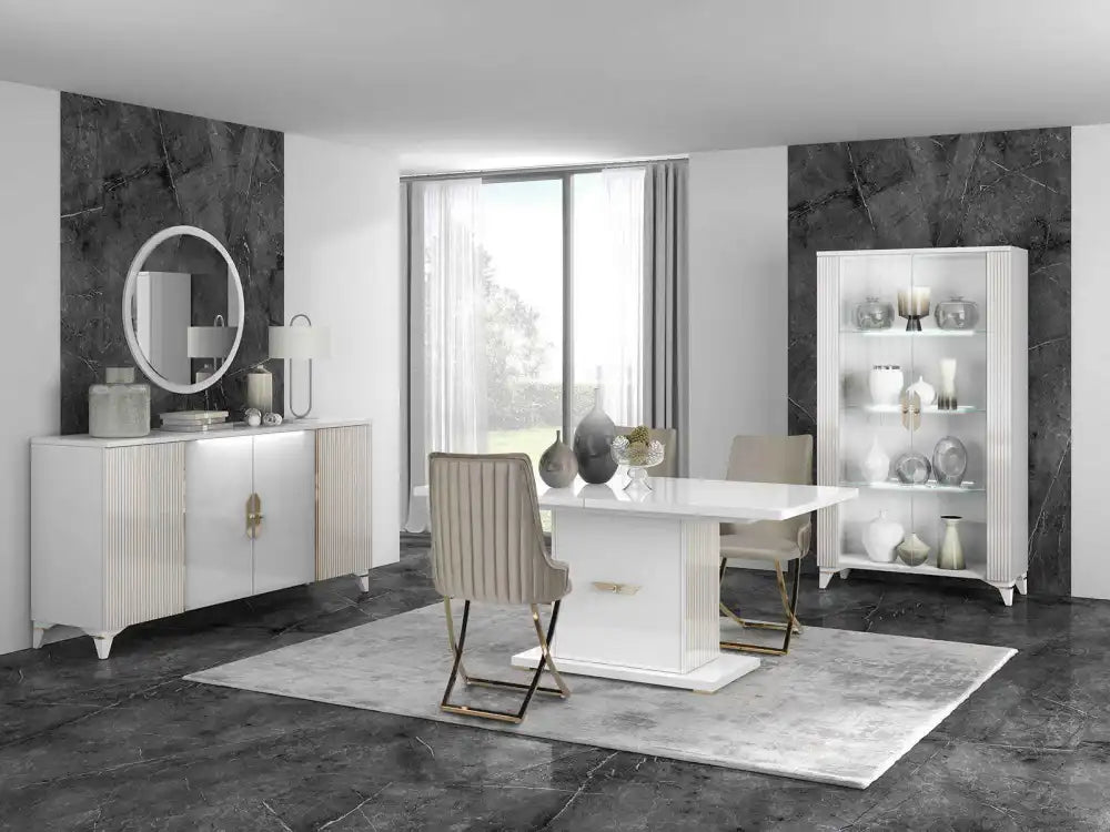 Buffet 4 Portes ELITE Blanc #couleur_gold