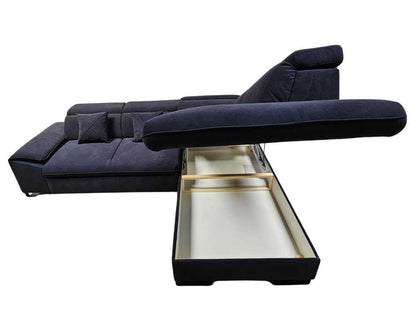 Canapé d'angle Convertible BANGKOK velours anti tâche avec coffre de rangement 