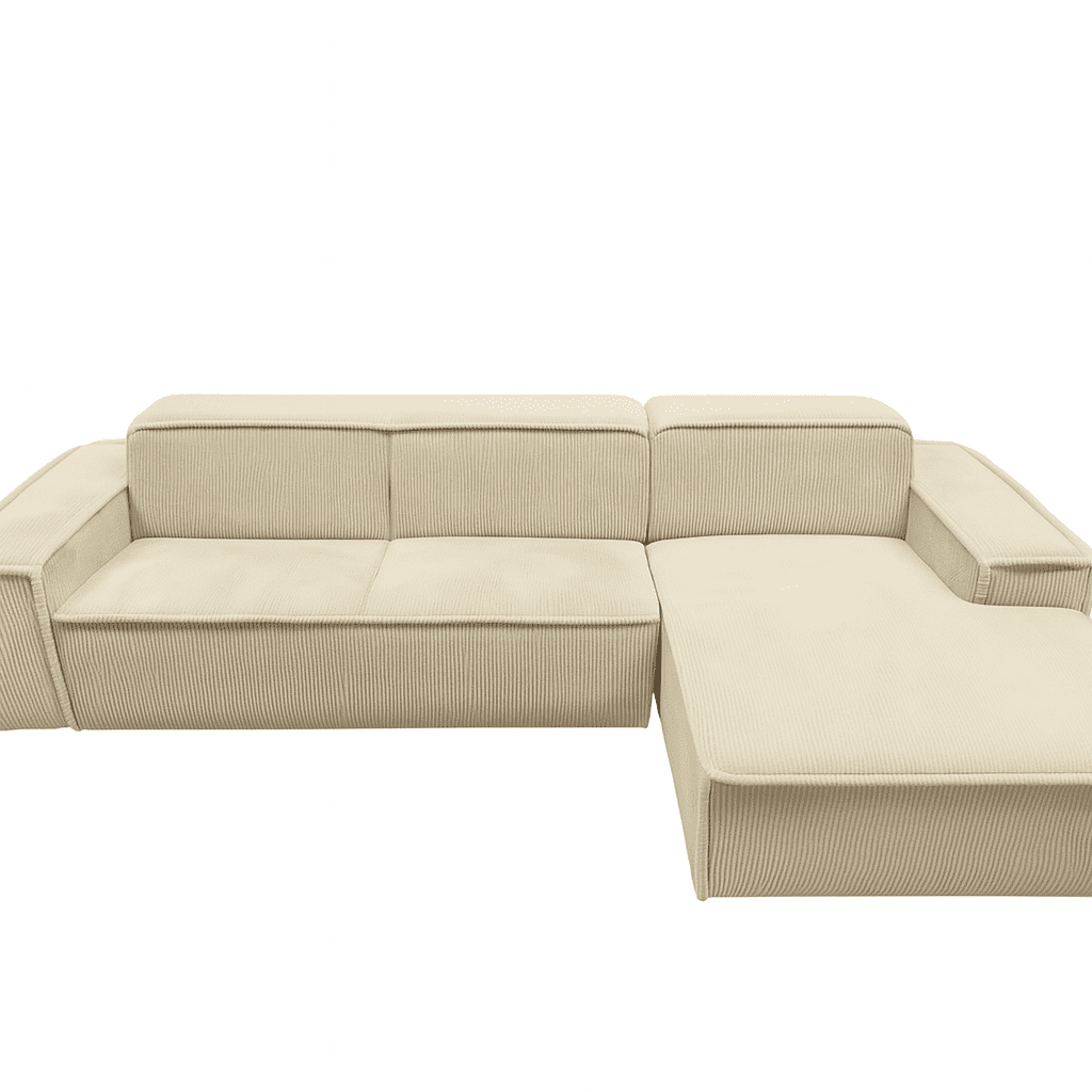 Canapé d'angle RAVEN en velours côtelé Easyclean Ultra confortable #couleur_beige