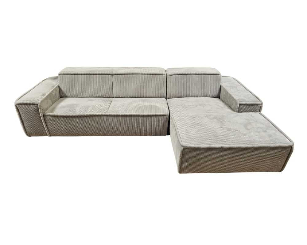 Canapé d'angle RAVEN en velours côtelé Easyclean Ultra confortable #couleur_gris