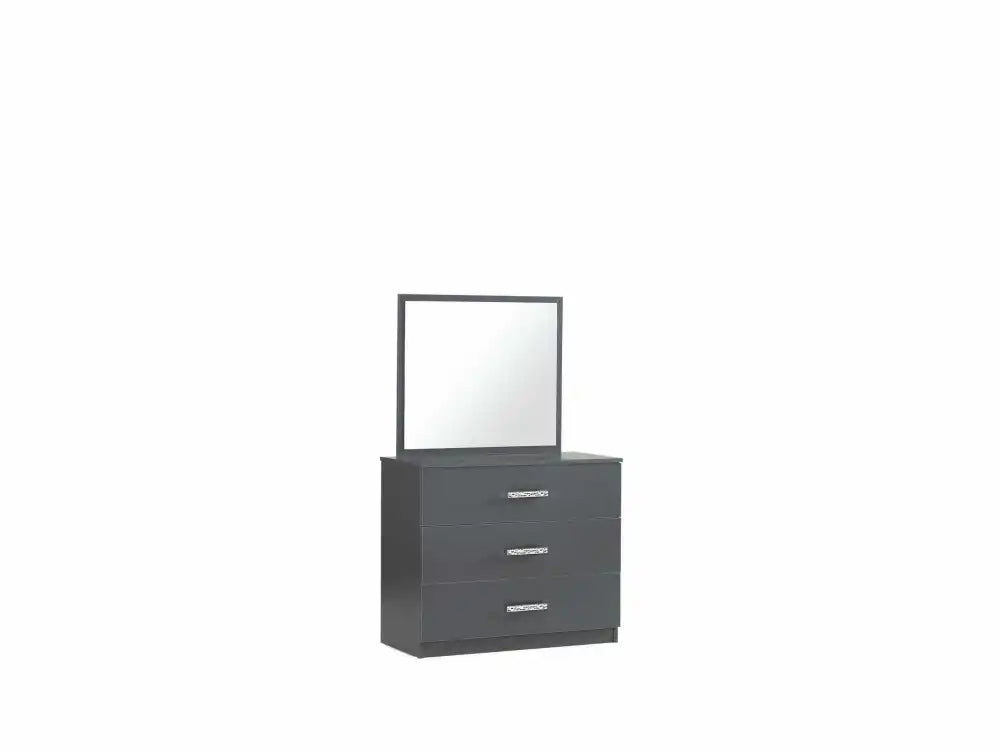 Commode IBIZA gris 3 tiroirs avec miroir