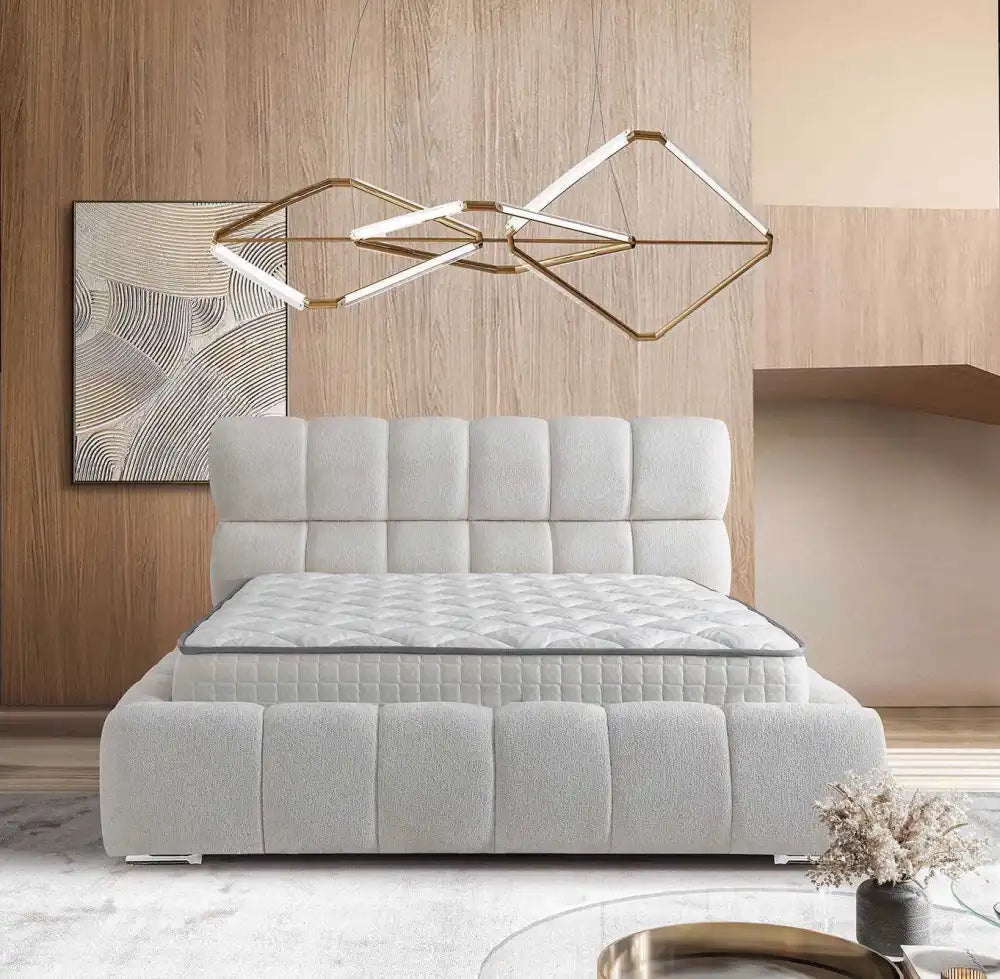 Lit coffre PREMIUM en velours #couleur_beige