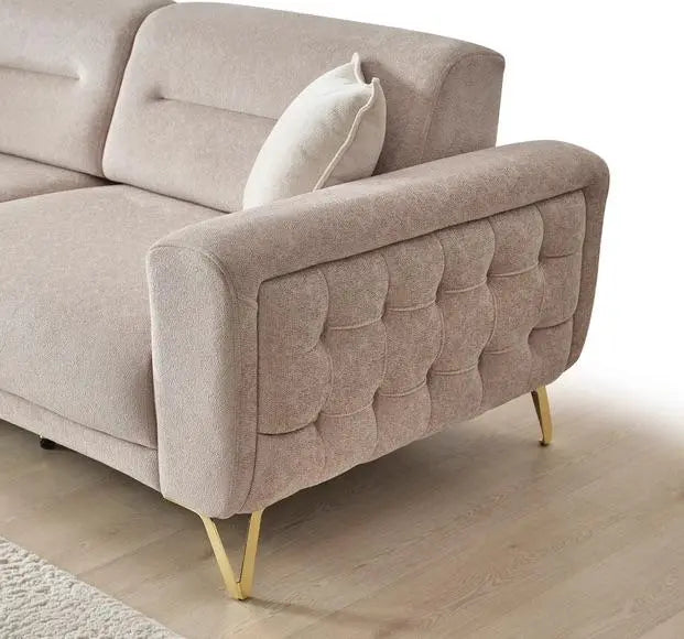 Ensemble de canapés BENTLY 3+2+1 capitonnés avec dossier basculant #couleur_beige