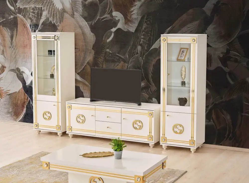 Table basse GUGGI blanc et gold