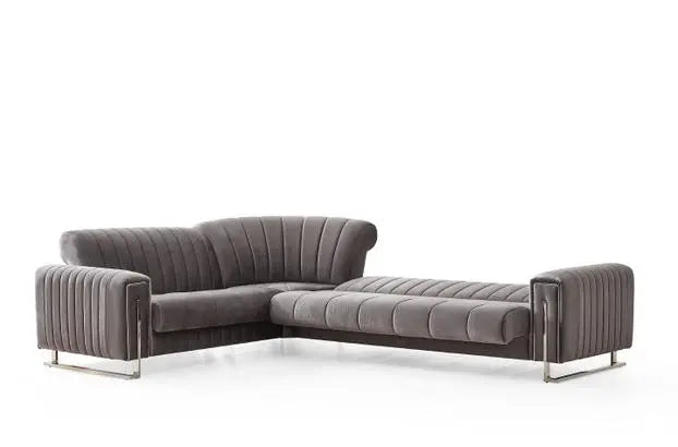 Canapé d'angle 6 places LINEA convertible #couleur_gris