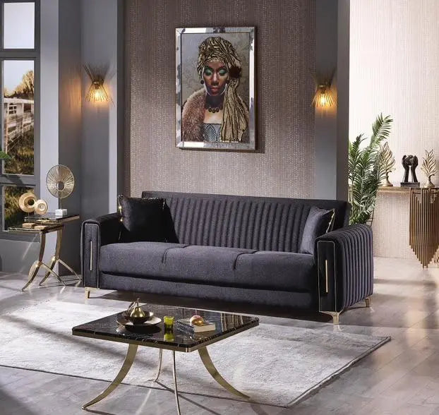 Ensemble de canapés ABIDJAN 3+2+1 convertibles #couleur_noir