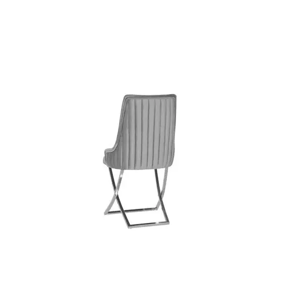 Lot de 2 chaises REBEKA chrome velours gris