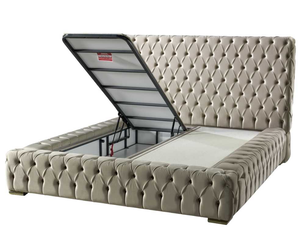 Lit coffre capitonné ROYAL 180x200 cm #couleur_beige